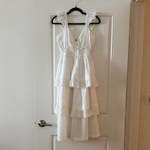 Cleobella White High Low Dress with Lace Details